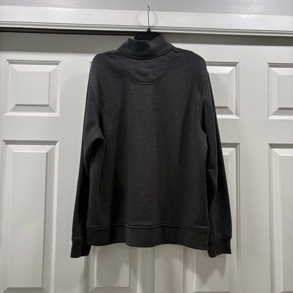 Orvis Sweatshirt Mens L Gray Fleece 1/4 Zip Mock Neck Pullover Casual Outdoor
